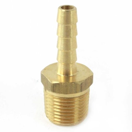 INTERSTATE PNEUMATICS Brass Hose Barb Fitting, Connector, 1/4 Inch Barb X 3/8 Inch NPT Male End, PK 6 FM64-D6